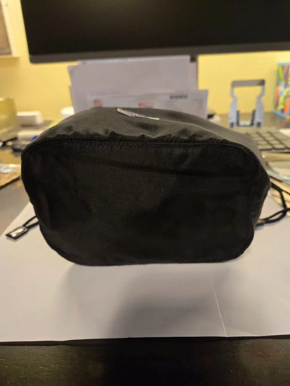 PRADA BLACK COSMETIC DRAWSTRING BAG - Picture 4 of 10